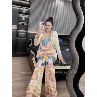 Bộ ngủ lụa xước tầm thiết kế mới