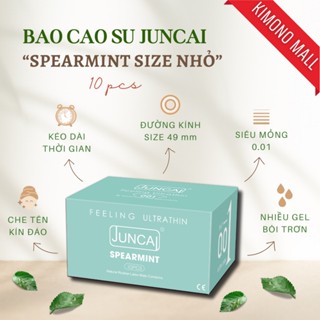 Bao cao su Juncai size nhỏ 49mm Siêu mỏng Spearmint Hương bạc hà Nhiều gel bôi trơn - Hộp 10 bcs durex_olo_store