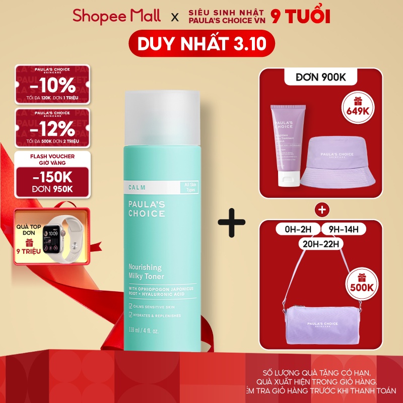 Nước cân bằng dịu nhẹ cho da nhạy cảm Paula's Choice Calm Nourishing Milky Toner 118ml 9230