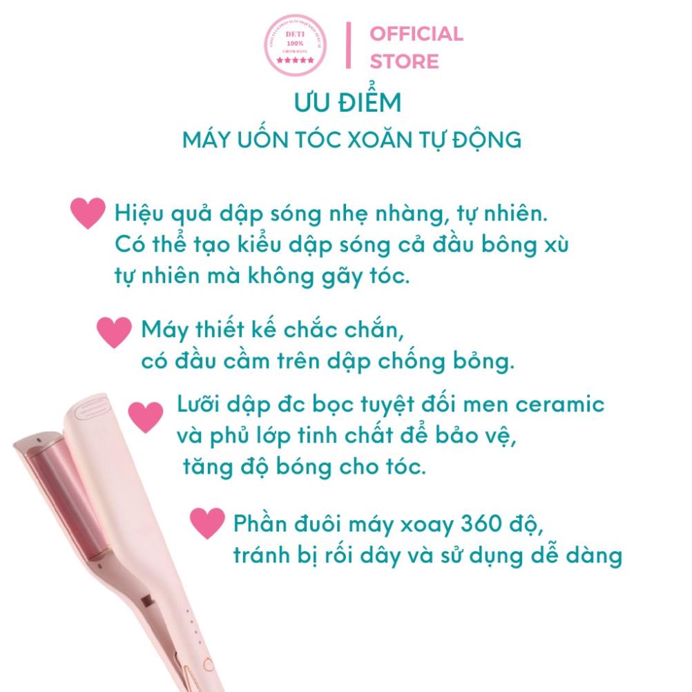 Máy bấm tóc gợn sóng, máy uốn 2 trục làm tóc xoăn 2 in 1 BH 12 tháng