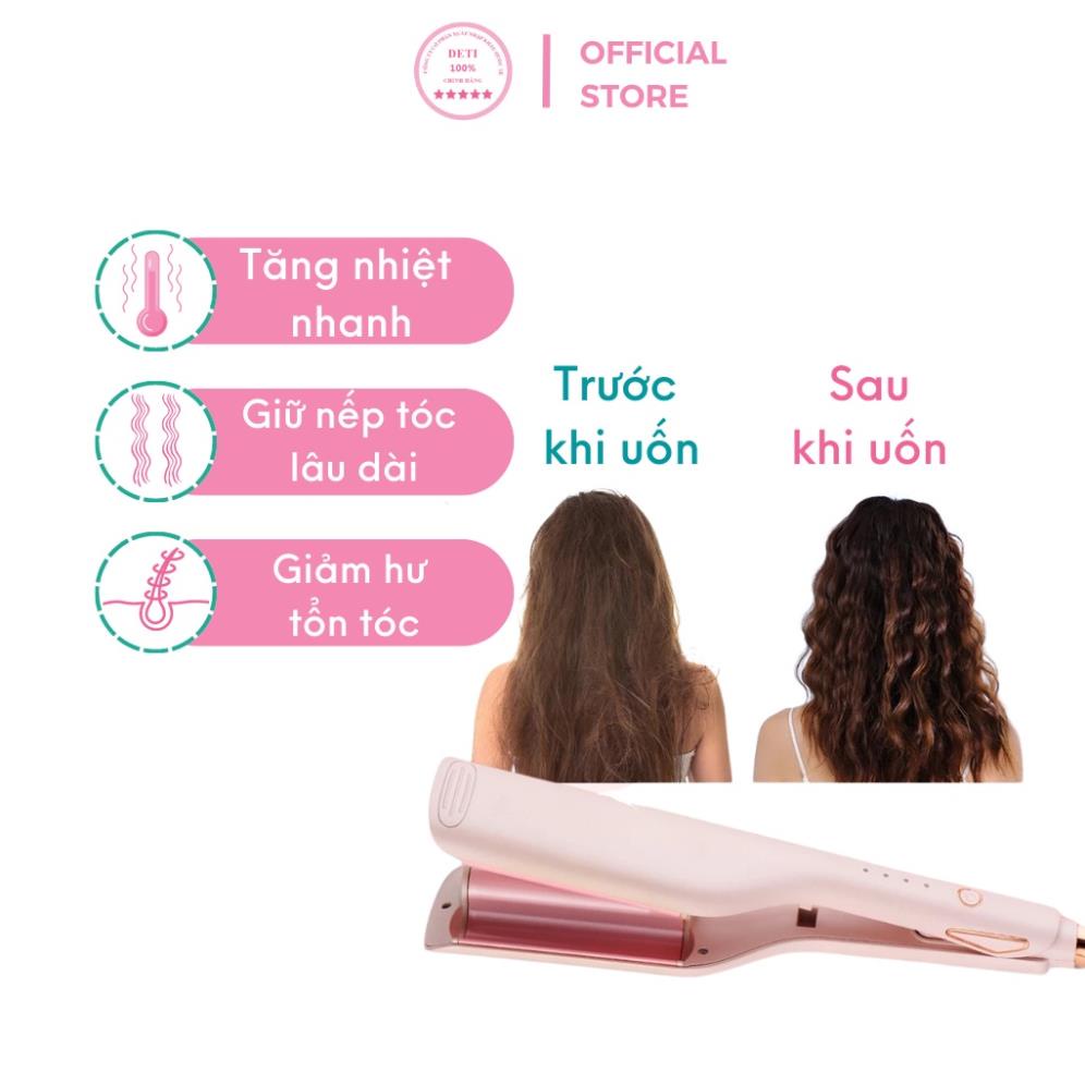 Máy bấm tóc gợn sóng, máy uốn 2 trục làm tóc xoăn 2 in 1 BH 12 tháng