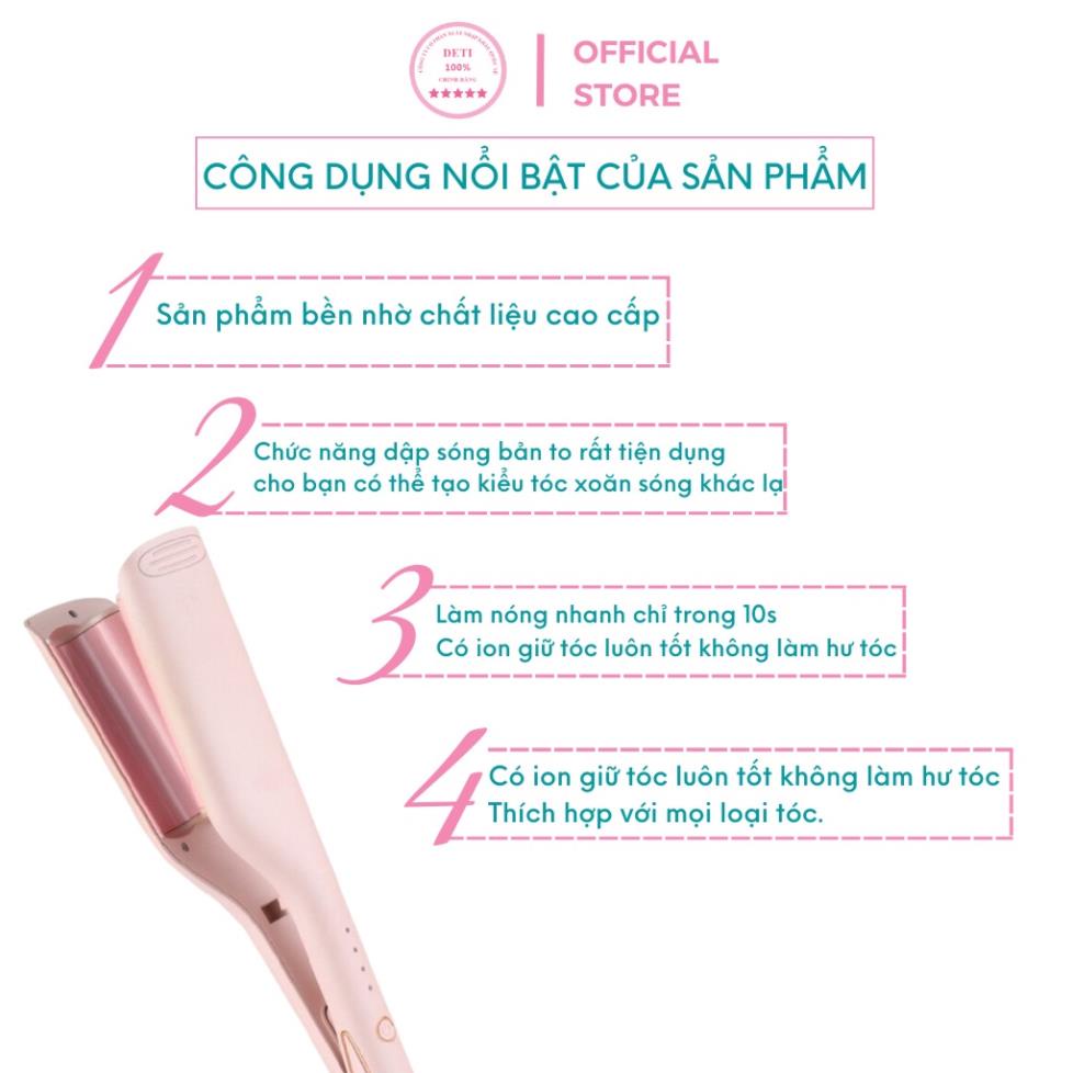 Máy bấm tóc gợn sóng, máy uốn 2 trục làm tóc xoăn 2 in 1 BH 12 tháng