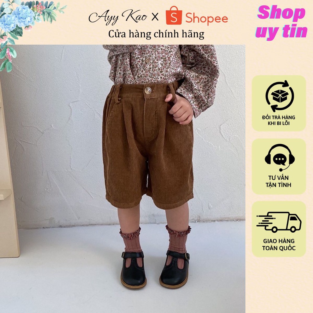 Quần lửng nhung cao cấp cho bé trai và bé gái màu nâu và be phong cách Hàn Quốc - Hàng tuyển chọn cao cấp – AYYKAO