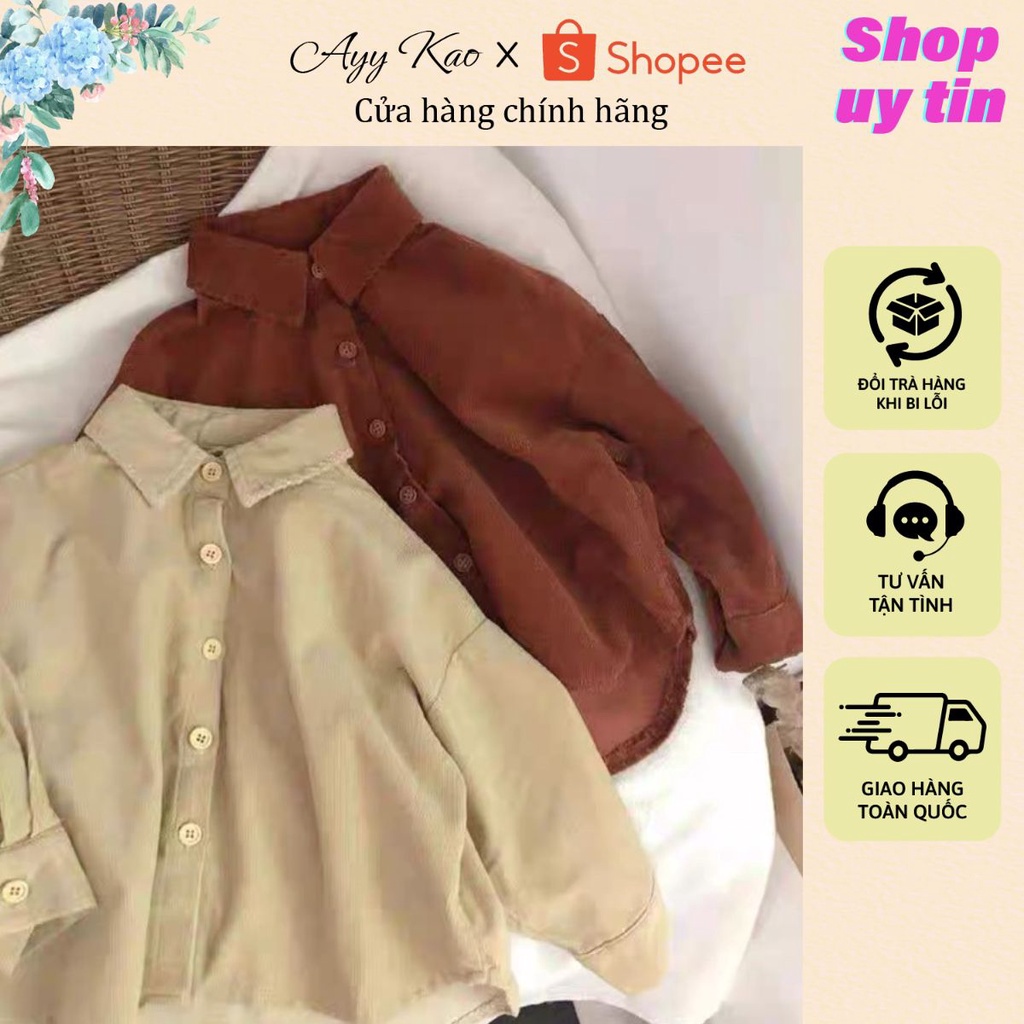 Áo Sơ Mi Nhung, Áo Khoác Ngoài AyyKao cho Bé Trai và Bé Gái Phong Cách vintagel,Hàng Tuyển Chọn Cao Cấp A4