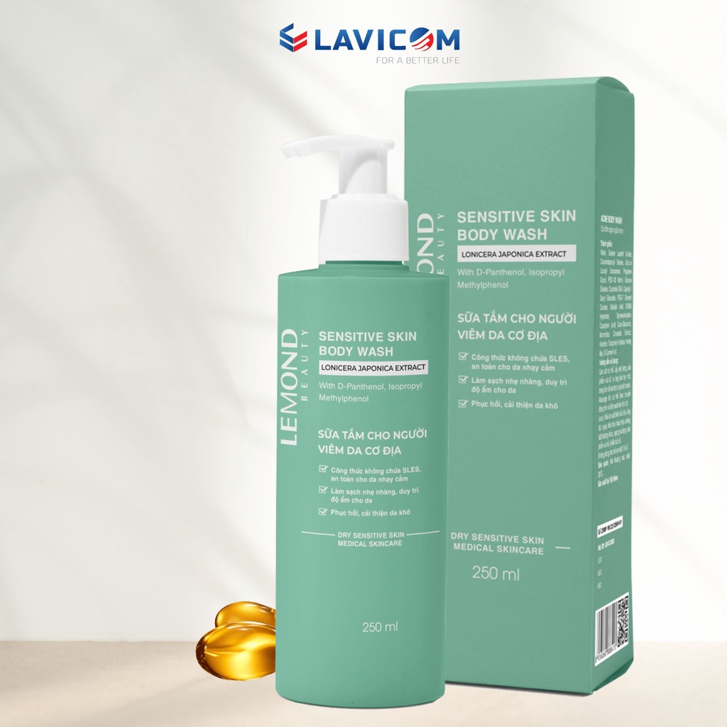 Sữa Tắm Dịu Nhẹ Cho Da Cơ Địa ALFASEPT Lemond Sensitive Skin Body Wash 250ml Làm Dịu Da, Dưỡng Ẩm Da