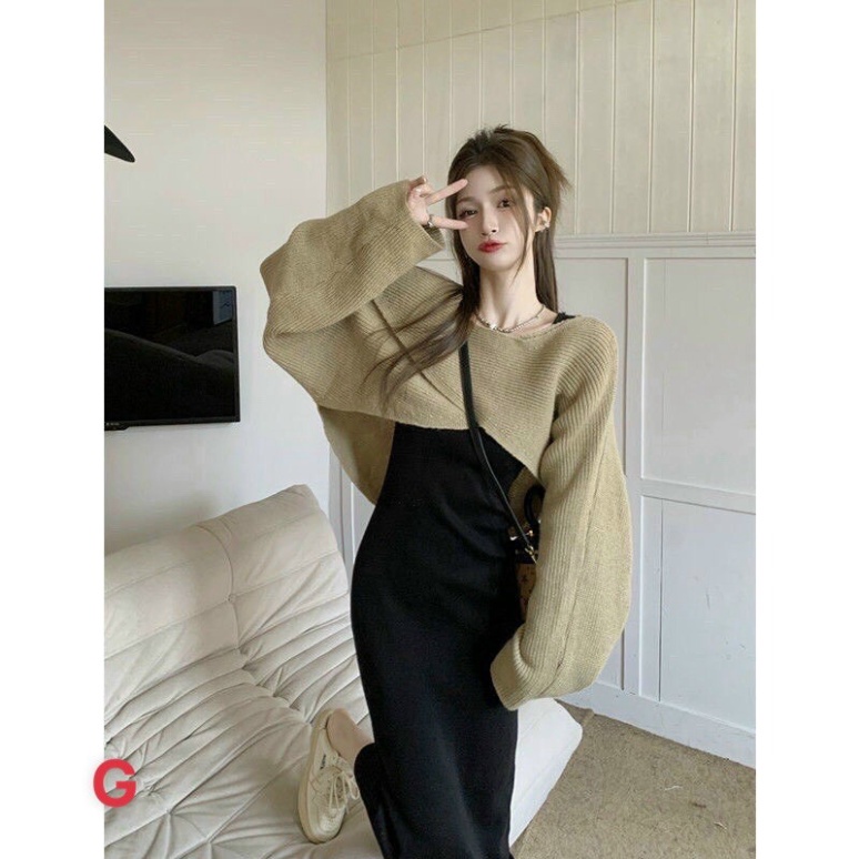 Đầm Boby Hai Dây Kèm Áo Khoác Ngoài Thun Gân MK3668 LH HỎA TỐC
