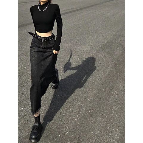 Jiashucheng Chân Váy Đuôi Cá Dáng Dài Lưng Cao Phong Cách retro Thời Trang Mùa Thu Mới Cho Nữ