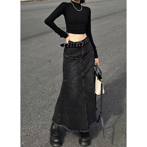 Jiashucheng Chân Váy Đuôi Cá Dáng Dài Lưng Cao Phong Cách retro Thời Trang Mùa Thu Mới Cho Nữ