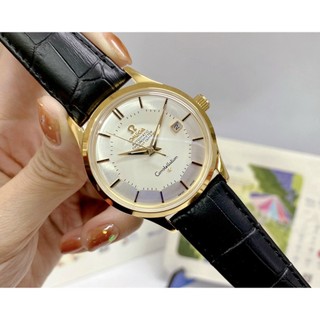 Đồng hồ nam o.mega sapphire oma425a mặt trơn dây da máy cơ automatic nhật