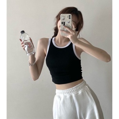 Áo croptop, Áo ba lỗ nữ sát nách vải bozip tăm hàn ôm body, gân mềm mát | BigBuy360 - bigbuy360.vn