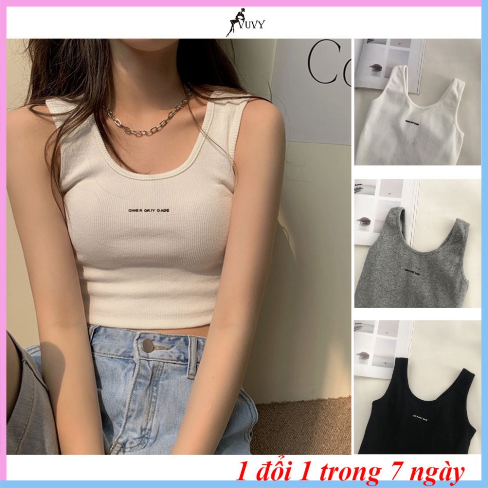 Áo ba lỗ nữ, áo croptop nữ sát nách, kiểu, tank top vải bopzip tăm hàn ôm body mềm mát VUVY3 | BigBuy360 - bigbuy360.vn