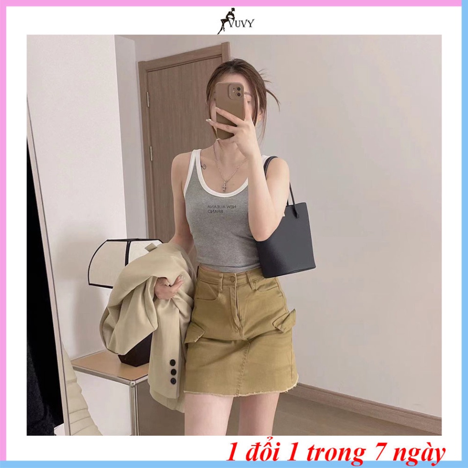 Áo ba lỗ nữ, áo croptop nữ vải bozip tăm hàn kiểu dáng ôm body, sát nách 3 màu VUVY4 | BigBuy360 - bigbuy360.vn