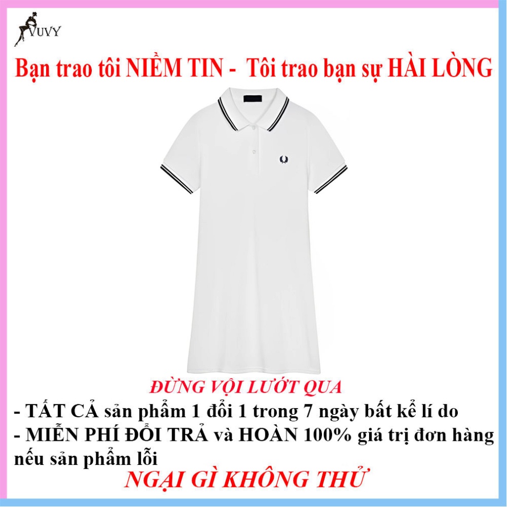 Đầm polo nữ dáng xòe tay ngắn, Váy polo nữ chất thun gân tăm VUVY tôn dáng VAY18 | BigBuy360 - bigbuy360.vn