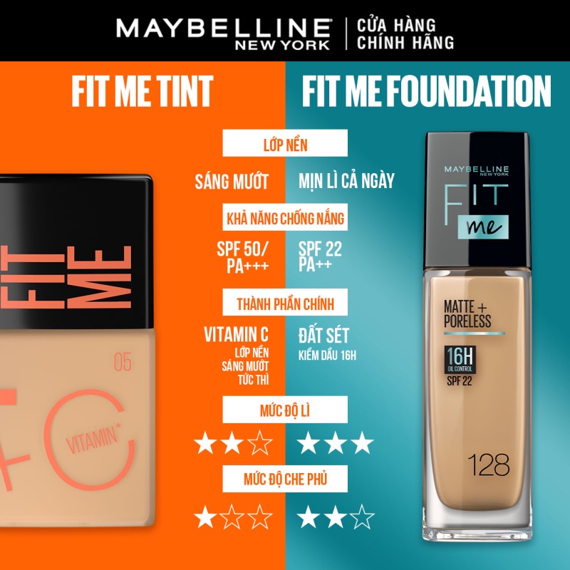 Kem Nền Fit Me Tint C Tươi Mướt Chống Nắng với Vitamin C & SPF50 Maybelline New York