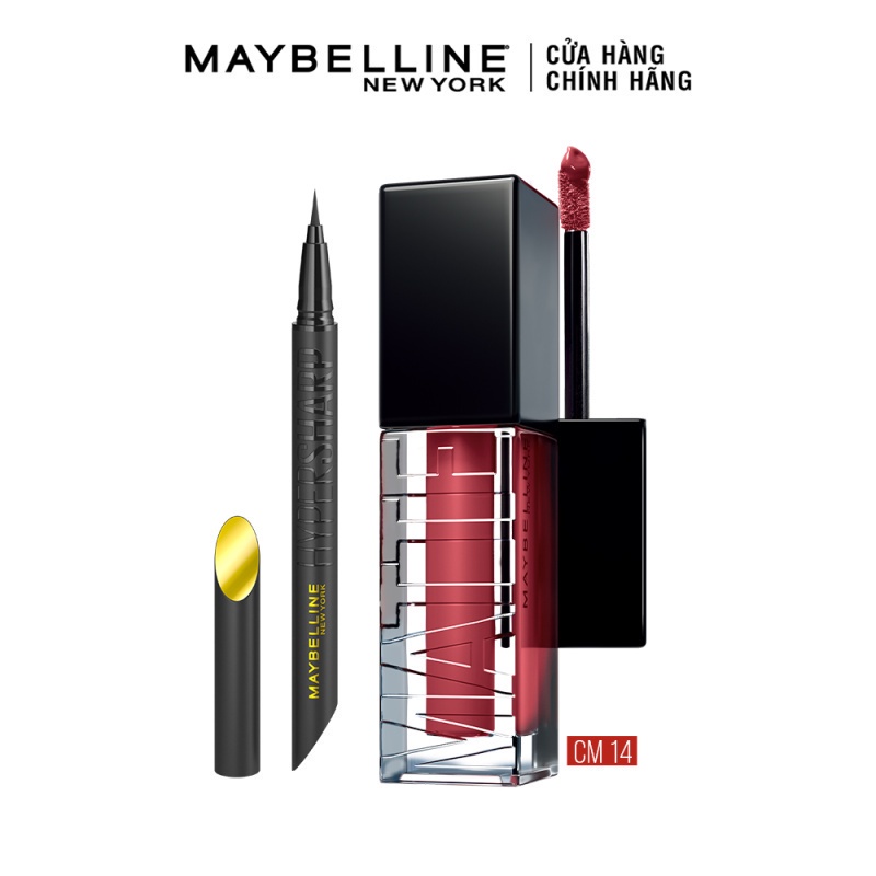 [Bộ Trang Điểm] Bút Kẻ Mắt Nước Siêu Sắc Mảnh HyperSharp Liner + Son Kem Mịn Lì Cushion Mattes Maybelline New York