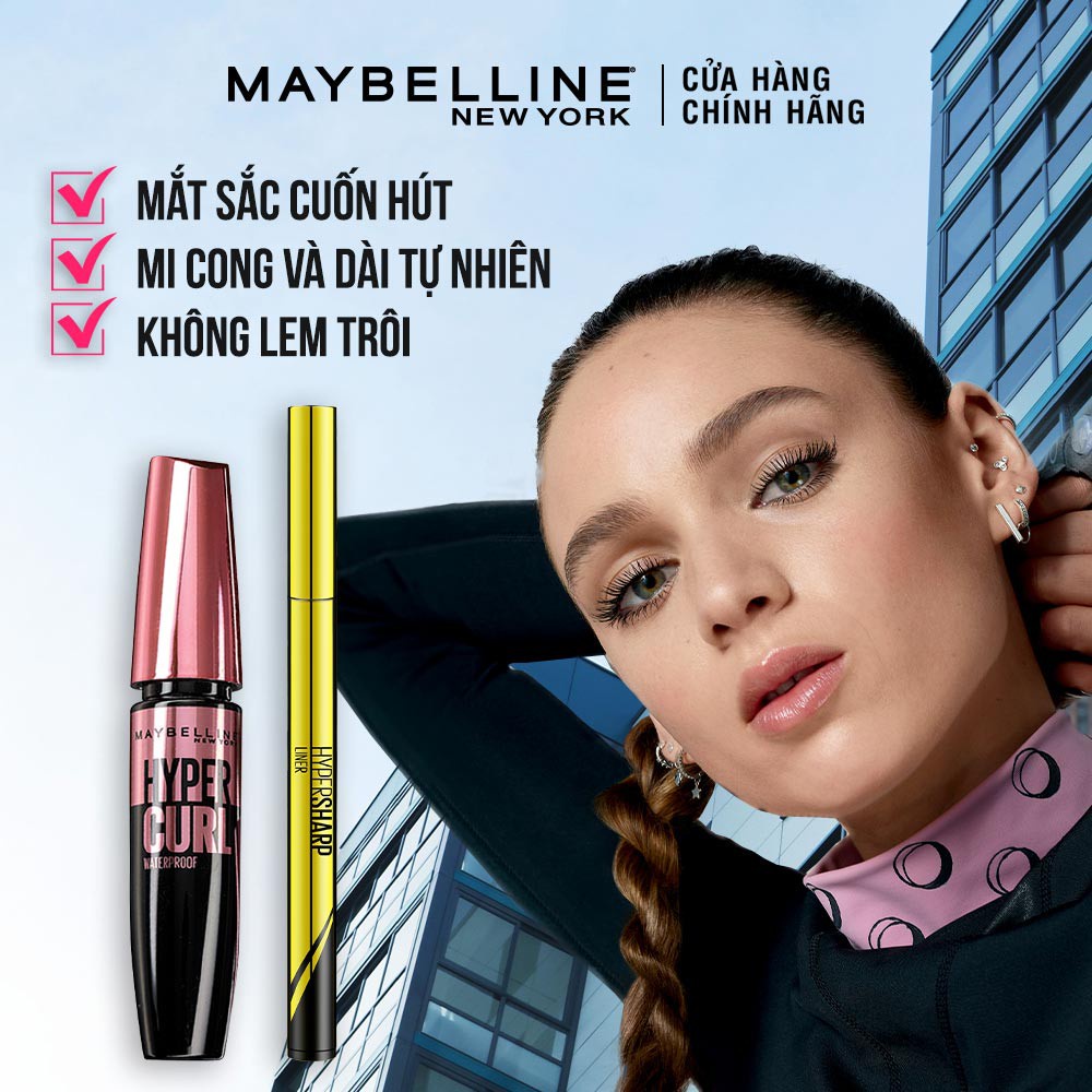 Bộ trang điểm Bút kẻ mắt nước siêu sắc mảnh 36H không trôi Hyper Sharp, Mascara Dài Mi và Cong Mi Hyper Curl Waterproof