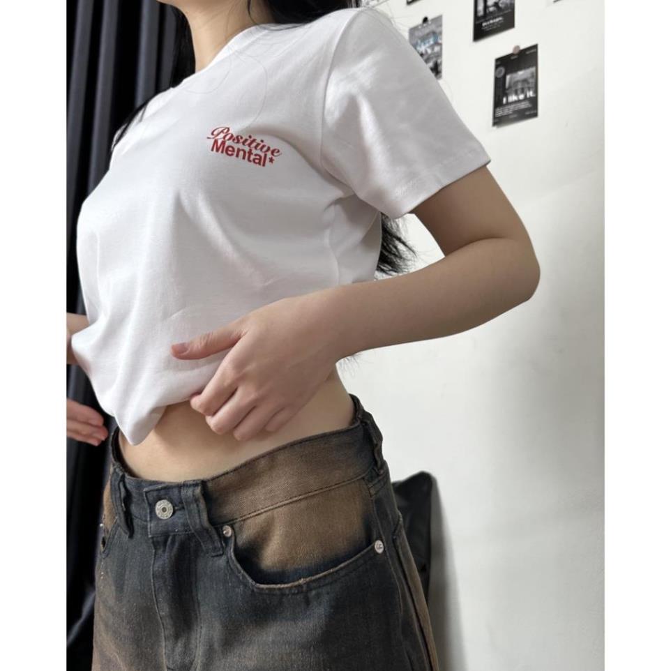 Áo Thun Baby Tee POSITIVE MENTAL 100% Cotton Mẫu Mới 2023 𝑩𝒚𝒄𝒂𝒎𝒄𝒂𝒎 heyyou.studio