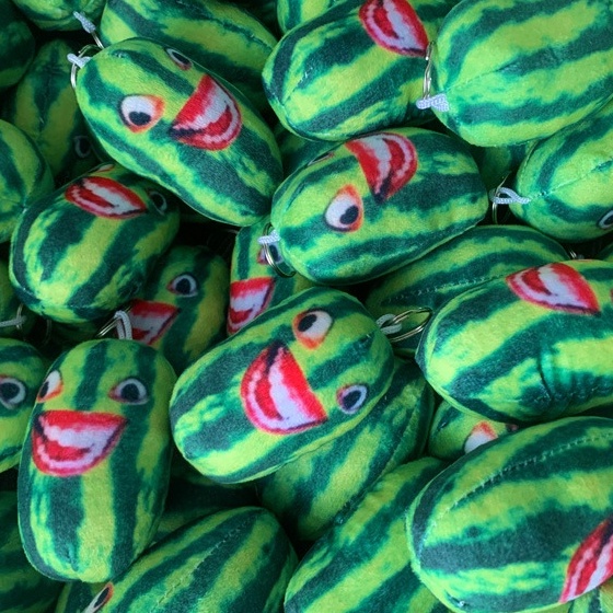 Móc Khóa Mèo Khóc Nhồi Bông Dễ Thương, Móc Khóa Dưa Hấu Ghi Âm Meme Dễ Thương