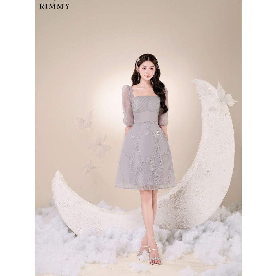 Đầm thiết kế lụa xanh ghi trendy, yêu kiều Catalia Dress by Rimmy