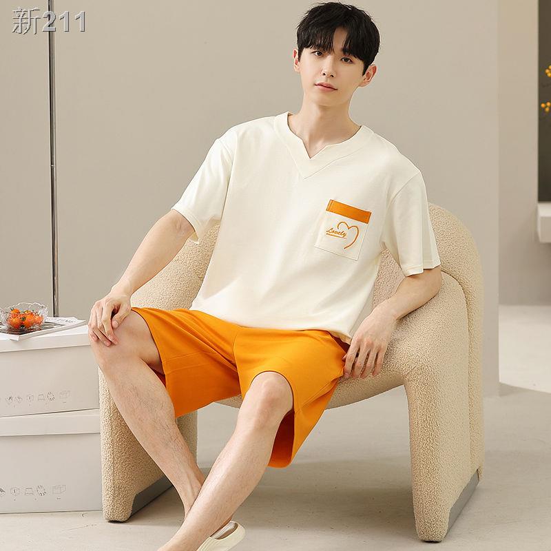 【HOT】♞✢❧Bộ đồ ngủ nam Modal mùa hè mới phần mỏng thanh thiếu niên rộng rãi quần áo mặc ở nhà có thể bên ngoài