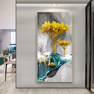 Tranh thêu chữ thập chỉ lụa nai tài lộc7052