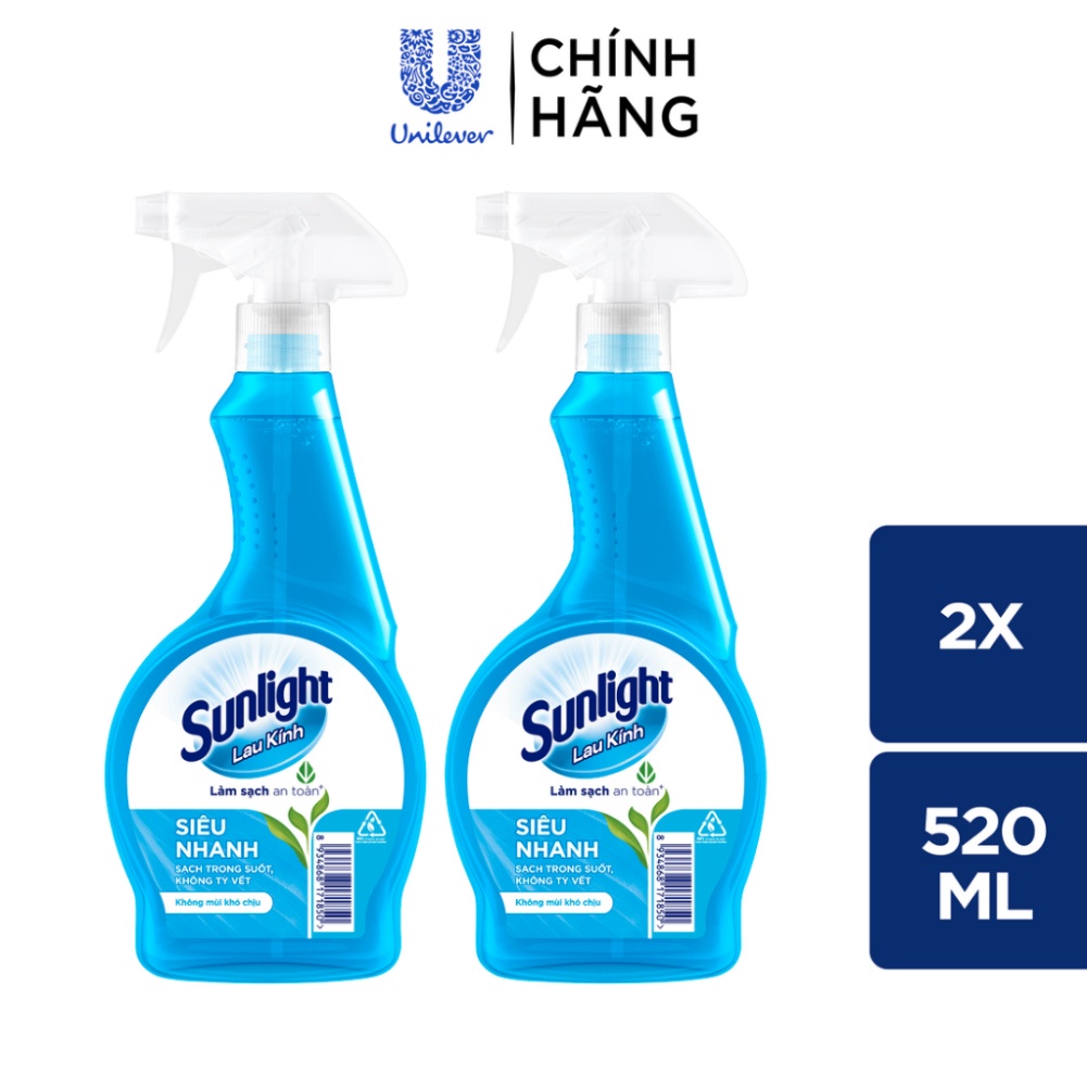 nước lau kính Sunlight Siêu nhanh|Phiên bản nâng cấp từ Cif|Sạch trong suốt, không tỳ vết|Chai 520ml Shop mẹ ớt
