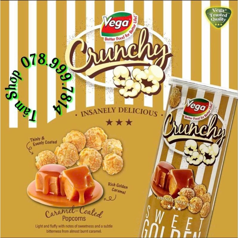 SNACK BẮP RANG 𝐕𝐄𝐆𝐀 𝗖𝗥𝗨𝝢𝗖𝗛𝗬 VỊ 𝗖𝗔𝗥𝗔𝗠𝝚𝗟 ( 𝗟𝝤𝗡 𝟳𝟬𝗚 )- NHẬP KHẨU 𝗠𝗔𝗟𝗔𝗬𝗦𝝞𝗔