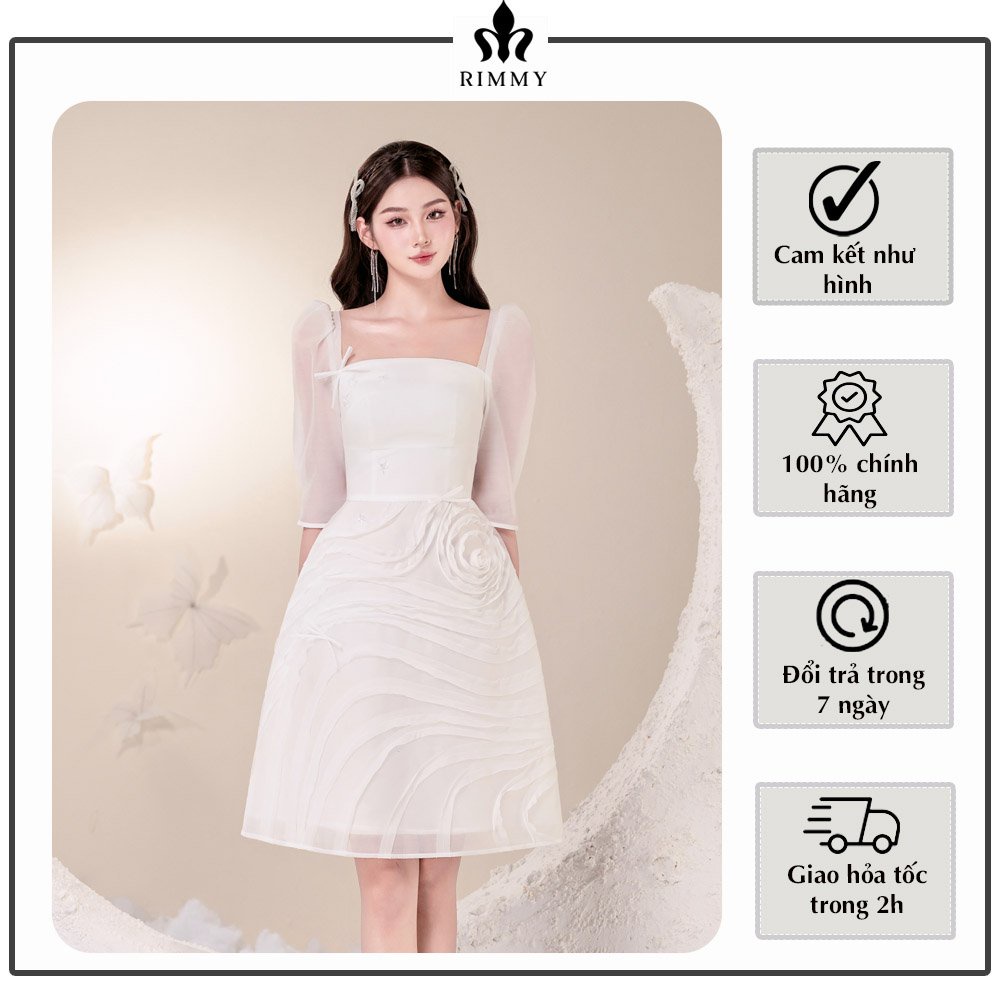Đầm thiết kế tay lỡ trắng tinh khiết Elio Dress by Rimmy