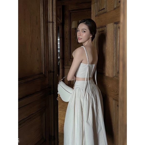Set croptop và chân váy, áo hai dây kèm chân váy cạp cao