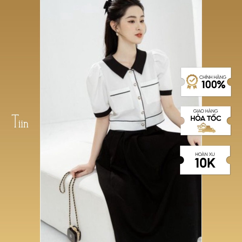 Áo sơ mi phối cổ túi ốp viền đen TIINSTORE AHN478