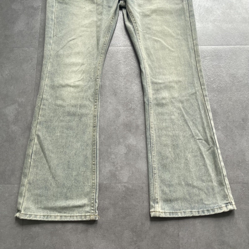 Quần jean unisex ống loe xanh rêu  QB108888