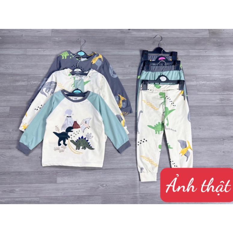 Combo 3 bộ bê trai hình khủng long tone xanh - ghi đậm new