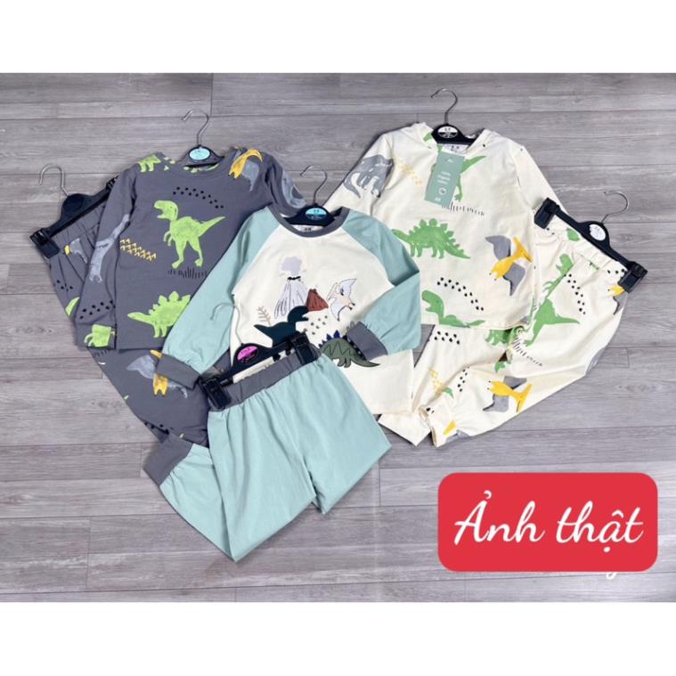 Combo 3 bộ bê trai hình khủng long tone xanh - ghi đậm new