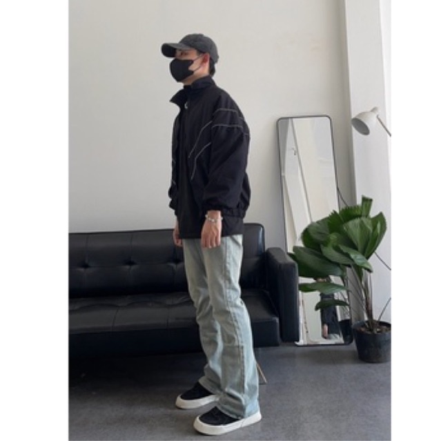 Quần jean unisex ống loe xanh rêu  QB108888