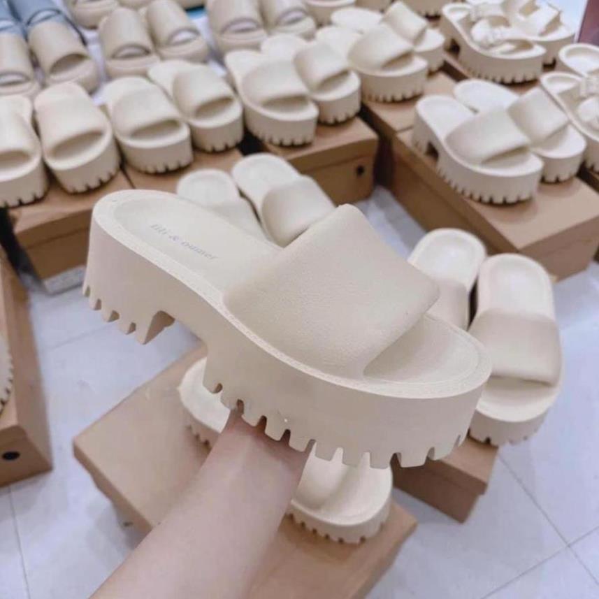 Dép nữ quai ngang đúc nguyên khối dế răng cưa-  Dép bánh mì đế cao sang xịn