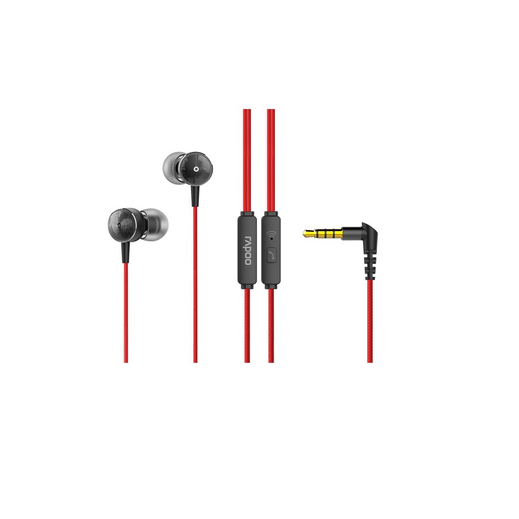 Tai Nghe Nhét Tai Có Dây Dài 1.2m Rapoo EP28 Jack 3.5mm Thiết Kế Chữ L Có Mic Ghi Âm - Hàng Chính Hãng Bảo Hành 24 Tháng