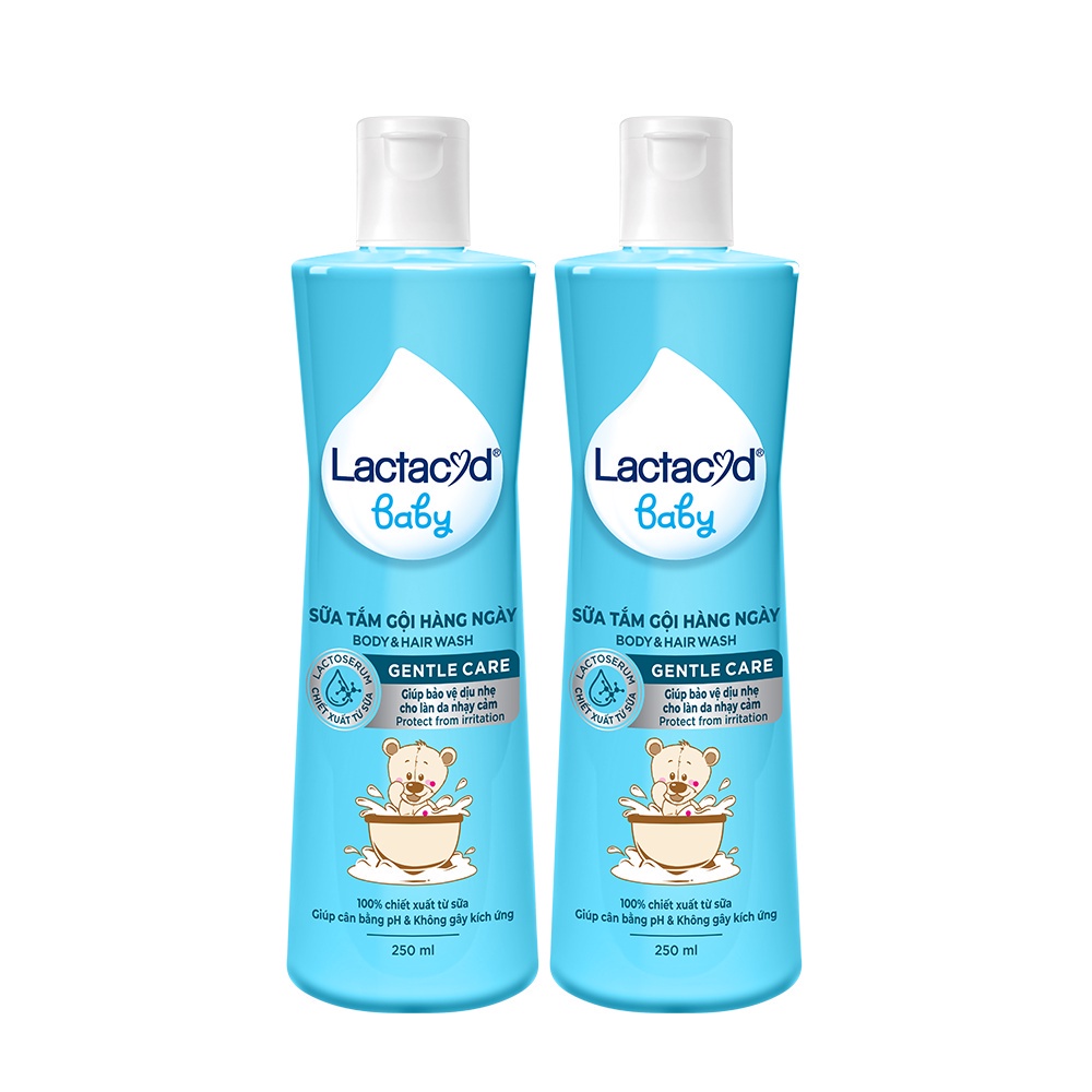 Bộ 2 chai Sữa Tắm Gội Trẻ Em Lactacyd Baby Gentle Care Bảo Vệ Dịu Nhẹ Cho Làn Da Nhạy Cảm 250ml/chai