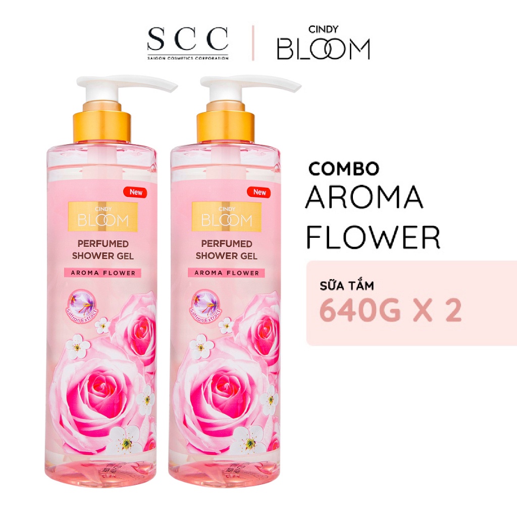 [DUY NHẤT 10.10 - MUA 2 TẶNG 2] Combo 2 Sữa tắm nước hoa Cindy Bloom Aroma Flower hương ngọt ngào nữ tính 640g/chai