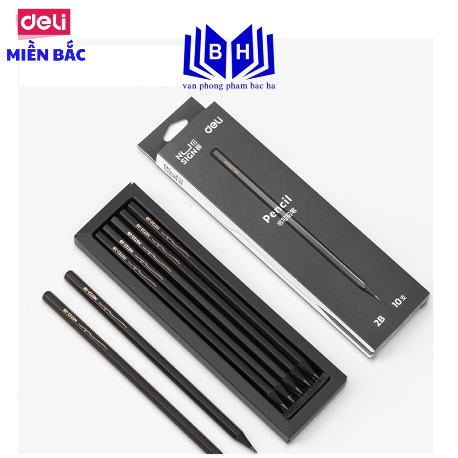 Bút chì thời thượng Deli đen NS722-2B nét thanh nét đậm - 1 chiếc ( S722 )
