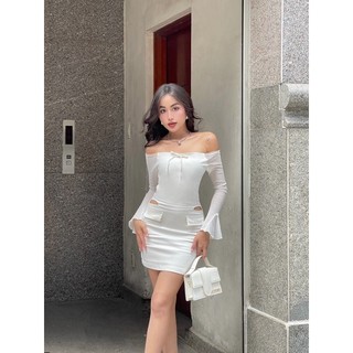 VIIBODYSUIT - Đầm Body Tay Lưới Đi Tiệc