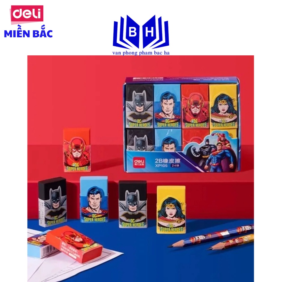 Gôm tẩy Deli in ấn hình siêu nhân anh hùng - 1 chiếc - XP102/ XP104/ XP105