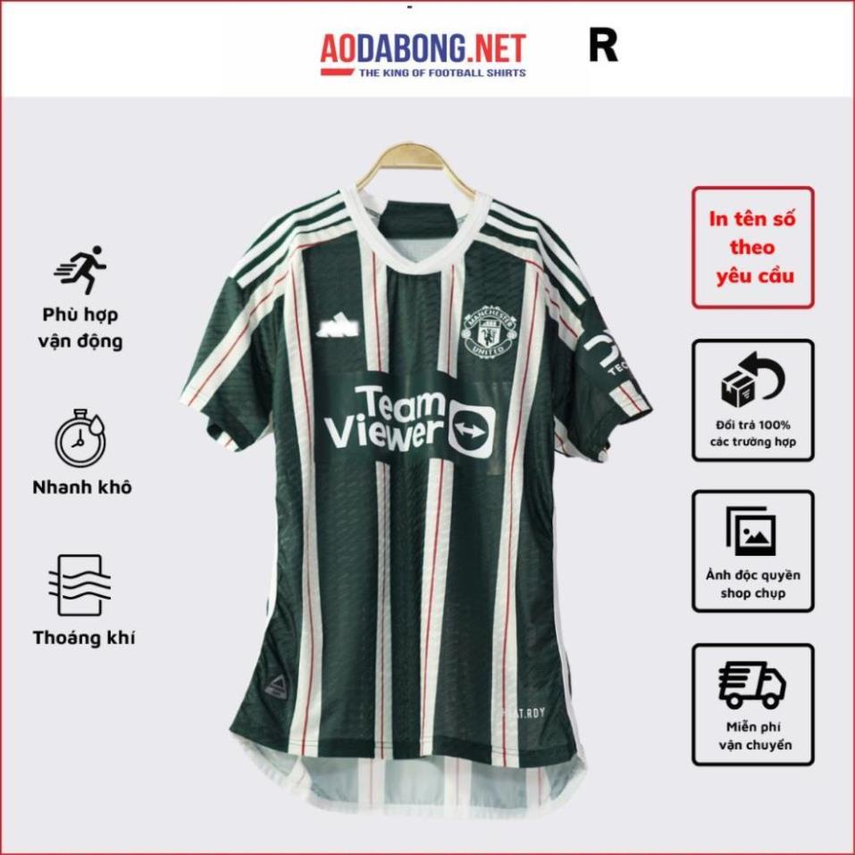 010 PLAYER Manchester United - bộ quần áo đá bóng MU sân khách sọc xanh trắng mùa 23/24 form âu