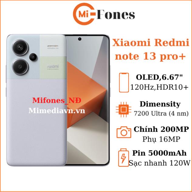 Điện thoại Xiaomi redmi note 13 pro plus Dimensity 7200 Ultra / Hàng chính hãng fullbox BH 12T tặng ốp lưng cường lực