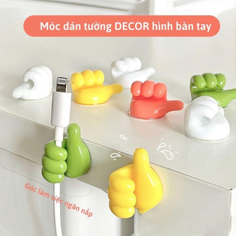 Móc Dán Tường Treo Đồ DECOR Hình Bàn Tay, Kẹp Giữ Cáp Sạc, Tai Nghe Hình Bàn Tay