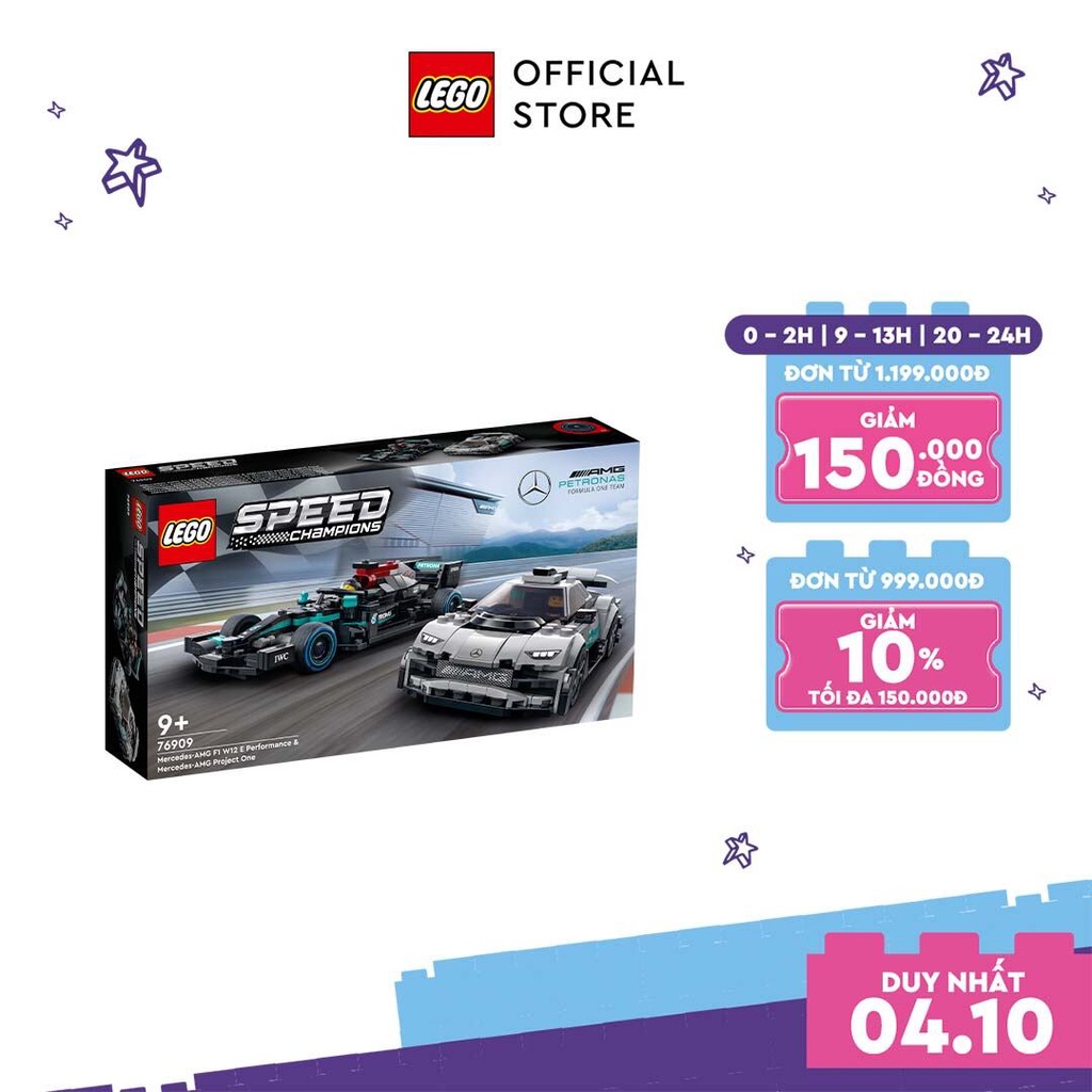 LEGO Speed Champions 76909 Siêu Xe Mercedes-AMG F1 W12 E Performance & Mercedes-AMG Project One (564 chi tiết)