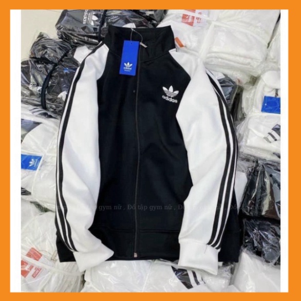 Áo Khoác thể thao nữ, nam áo thu đông chất nỉ Phối 3 Sọc Tay LOGO Adidas Thêu Ngực -Ts shop