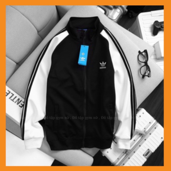 Áo Khoác thể thao nữ, nam áo thu đông chất nỉ Phối 3 Sọc Tay LOGO Adidas Thêu Ngực -Ts shop