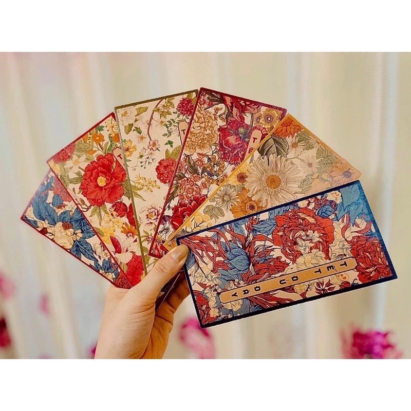Bao lì xì mẫu mới - hoa cỏ mùa xuân - mix random set 20c/50c