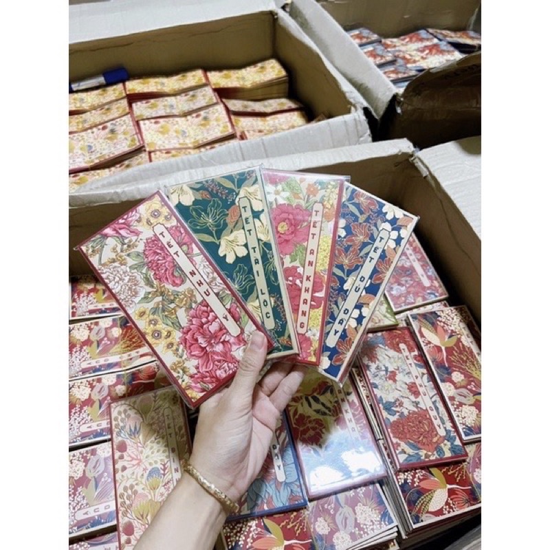 Bao lì xì mẫu mới - hoa cỏ mùa xuân - mix random set 20c/50c