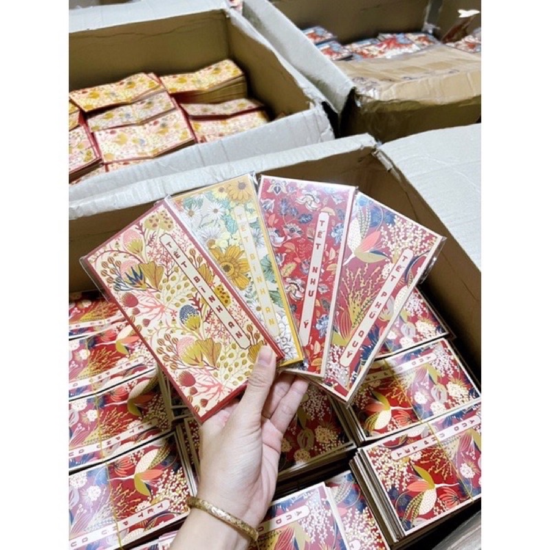 Bao lì xì mẫu mới - hoa cỏ mùa xuân - mix random set 20c/50c